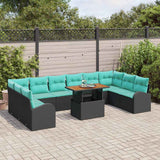 Set Divano da Giardino 11 pcs Nero Poly Rattan