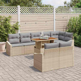 Set Divano da Giardino 9 pcs Beige Poly Rattan