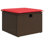 Set Divano da Giardino 4 pcs Marrone e Rosso polyrattan
