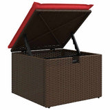 Set Divano da Giardino 4 pcs Marrone e Rosso polyrattan