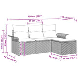 Set Divano da Giardino 4 pcs Marrone e Rosso polyrattan