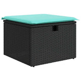 Set Divano da Giardino 6 pcs Nero e Turchese polyrattan