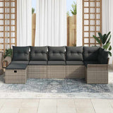 Set Divano da Giardino con cuscino 7 pcs Grigio polyrattan