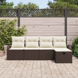 Set di divani con cuscino Marrone e Crema polyrattan