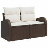 Set di divani con cuscino Marrone e Crema polyrattan