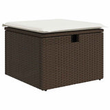 Set di divani con cuscino Marrone e Crema polyrattan