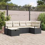 Set di divani con cuscino Nero e Crema polyrattan