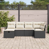 Set di divani con cuscino Nero e Crema polyrattan