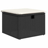 Set di divani con cuscino Nero e Crema polyrattan