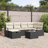 Set di divani con cuscino 7 pcs Nero e Crema polyrattan