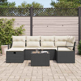 Set di divani con cuscino 7 pcs Nero e Crema polyrattan
