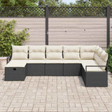 Set di divani con cuscino 8 pcs Nero e Crema polyrattan