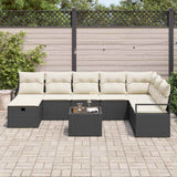 Set di divani con cuscino 9 pcs Nero e Crema polyrattan