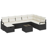 Set di divani con cuscino 9 pcs Nero e Crema polyrattan