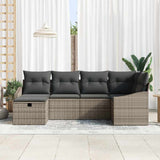 Set di divani con cuscino con archiviazione Grigio polyrattan