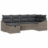 Set di divani con cuscino con archiviazione Grigio polyrattan