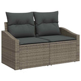 Set di divani con cuscino con archiviazione Grigio polyrattan