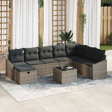 Set Divano da Giardino con cuscino 9 pcs polyrattan