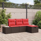 Set Divano da Giardino con cuscino 4 pcs polyrattan