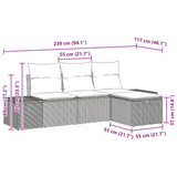 Set Divano da Giardino con cuscino 4 pcs polyrattan
