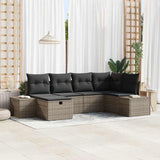 Set Divano da Giardino con cuscino 6 pcs Grigio polyrattan