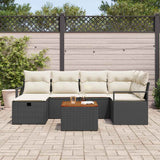Set Divano da Giardino con cuscino 7 pcs Nero polyrattan