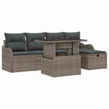 Set Divano da Giardino con cuscino 6 pcs Grigio Poly Rattan
