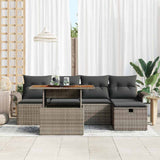 Set Divano da Giardino con cuscino 6 pcs Grigio polyrattan