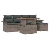 Set Divano da Giardino con cuscino 6 pcs Grigio polyrattan