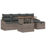 Set Divano da Giardino con cuscino 6 pcs Grigio polyrattan