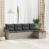 Set Divano da Giardino 5 pcs Grigio chiaro Poly Rattan