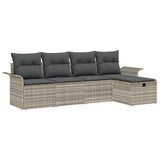 Set Divano da Giardino 5 pcs Grigio chiaro Poly Rattan