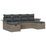 Set Divano da Giardino con cuscino 6 pcs Grigio Poly Rattan