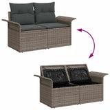 Set Divano da Giardino con cuscino 6 pcs Grigio Poly Rattan