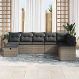 Set Divano da Giardino con cuscino 8 pcs Grigio Poly Rattan