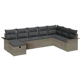 Set Divano da Giardino con cuscino 8 pcs Grigio Poly Rattan
