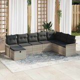 Set Divano da Giardino 8 pcs Grigio chiaro Poly Rattan
