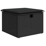 Set Divano da Giardino con cuscino 8 pcs Nero Poly Rattan