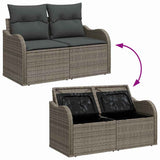 Set Divano da Giardino con cuscino 5 pcs Grigio Poly Rattan