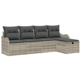 Set Divano da Giardino 5 pcs Grigio chiaro Poly Rattan
