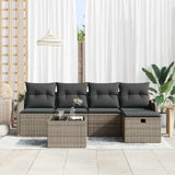 Set Divano da Giardino con cuscino 6 pcs Grigio Poly Rattan