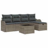 Set Divano da Giardino con cuscino 6 pcs Grigio Poly Rattan