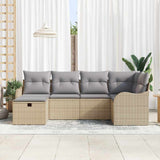 Set Divano da Giardino con cuscino 6 pcs Beige Poly Rattan