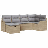 Set Divano da Giardino con cuscino 6 pcs Beige Poly Rattan