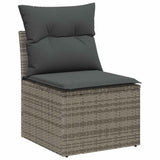 Set Divano da Giardino con cuscino 8 pcs Grigio Poly Rattan