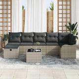 Set Divano da Giardino 8 pcs Grigio chiaro Poly Rattan