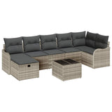 Set Divano da Giardino 8 pcs Grigio chiaro Poly Rattan