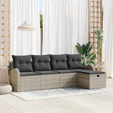 Set Divano da Giardino 5 pcs Grigio chiaro Poly Rattan