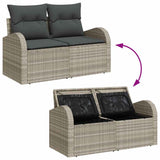 Set Divano da Giardino 5 pcs Grigio chiaro Poly Rattan
