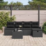 Set Divano da Giardino con cuscino 6 pcs Nero Poly Rattan